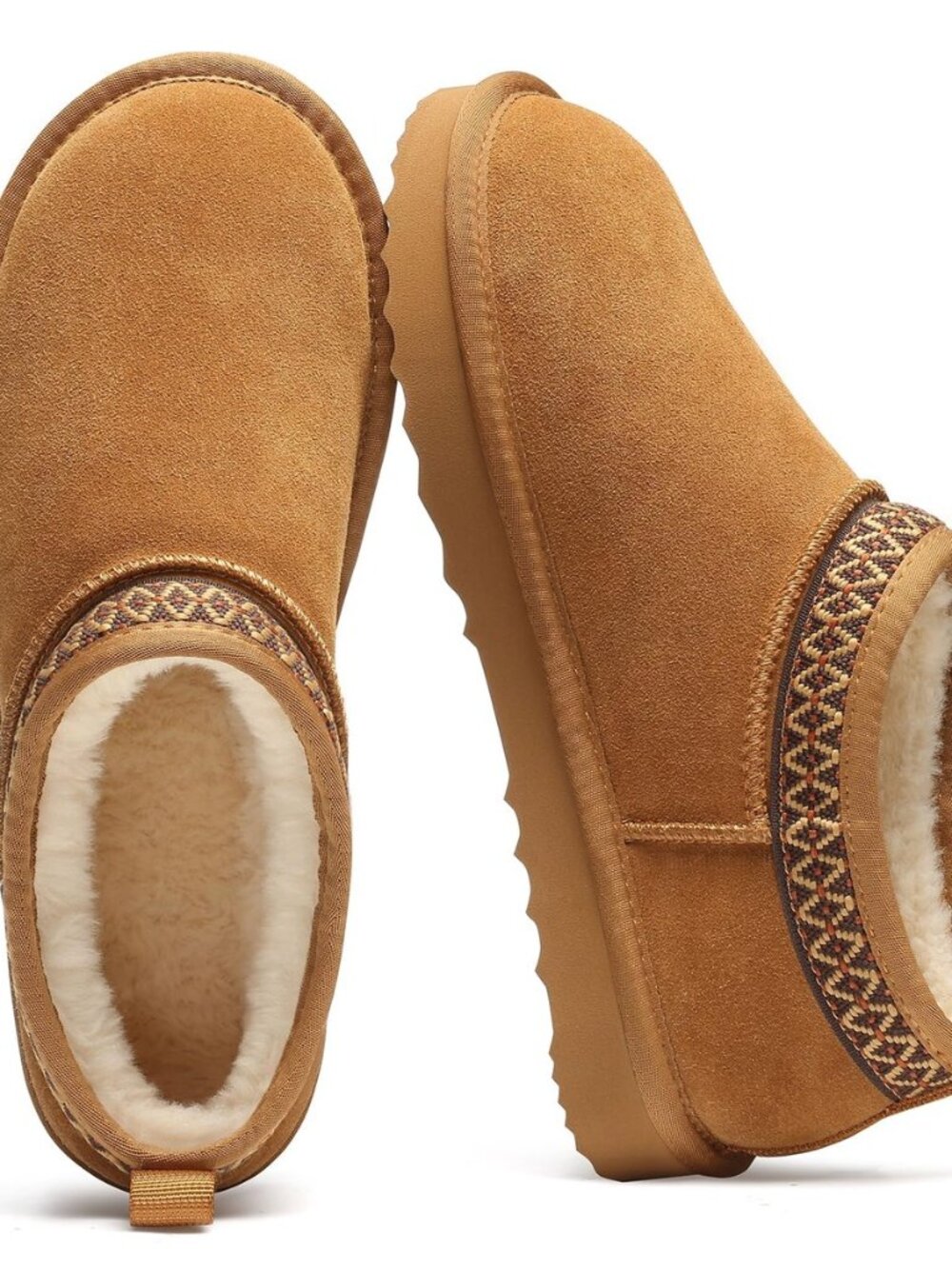 Genuine Suede Mini Boots for Women, Fur Lined Winter Ankle Boots